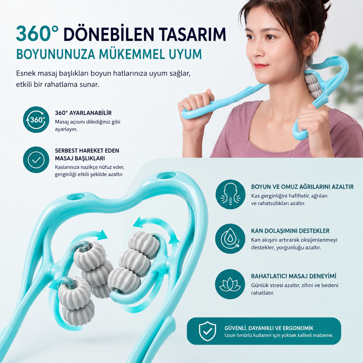 Profesyonel Kas Gevşetici Rahatlatıcı 6 tekerli Masaj Aleti