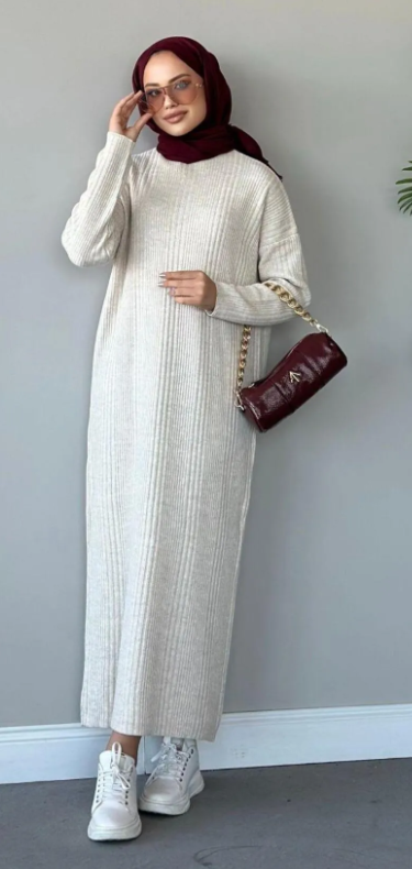 ArsenaBeauty Fitilli Triko Elbise Siyah