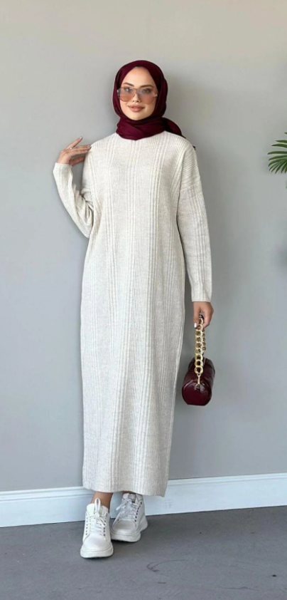 ArsenaBeauty Fitilli Triko Elbise Siyah