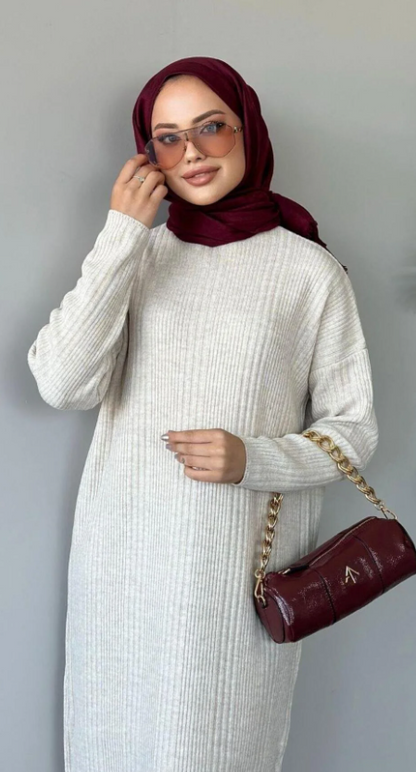 ArsenaBeauty Fitilli Triko Elbise Siyah